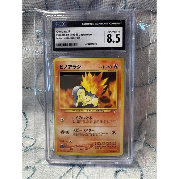 Other - 1999 Pokémon‎ Japanese Cyndaquil No.155 Neo Premium File CGC 8.5 NM/MINT+